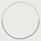 Diamond and Blue Sapphire Tennis Necklace
