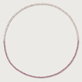 Pink Sapphire and Diamond Tennis Necklace