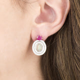 The Alice White Opal Cabochon and Diamonds Eclipse in 18K White Gold