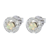 Studs White Opal in 18K White Gold