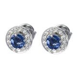 Studs Blue Sapphire in 18K White Gold