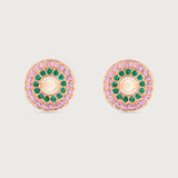My Universe Earring Halos Emerald and Pink Sapphire in 18K Rose Gold