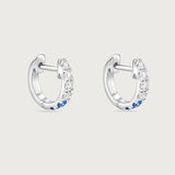 The Journey Hoops Diamond and Blue Sapphire in 18K White Gold