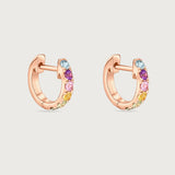 The Journey Hoops Pastel Rainbow in 18K Rose Gold