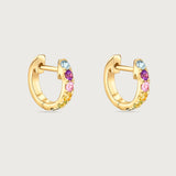 The Journey Hoops Pastel Rainbow in 18K Yellow Gold