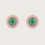 My Universe Clip Earrings Emerald and Pink Sapphire in 18K Rose Gold