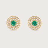 My Universe Clip Earrings Emerald and Diamonds in 18K Yellow Gold