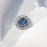 My Universe Earring Halos Blue Sapphire and Diamonds