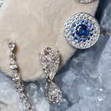 My Universe Earring Halos Blue Sapphire and Diamonds