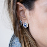 My Universe Clip Earrings Blue Sapphire and Diamonds in 18K White Gold