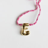 Bubble Initial Letter Necklace with Macrame String