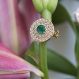 My Universe Clip Earrings Emerald and Diamonds in 18K Yellow Gold