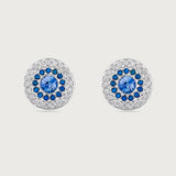 My Universe Earring Halos Blue Sapphire and Diamonds in 18K White Gold