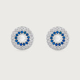 My Universe Earring Halos Blue Sapphire and Diamonds in 18K White Gold