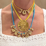 Bubble Letter Necklace with Scoubidou String