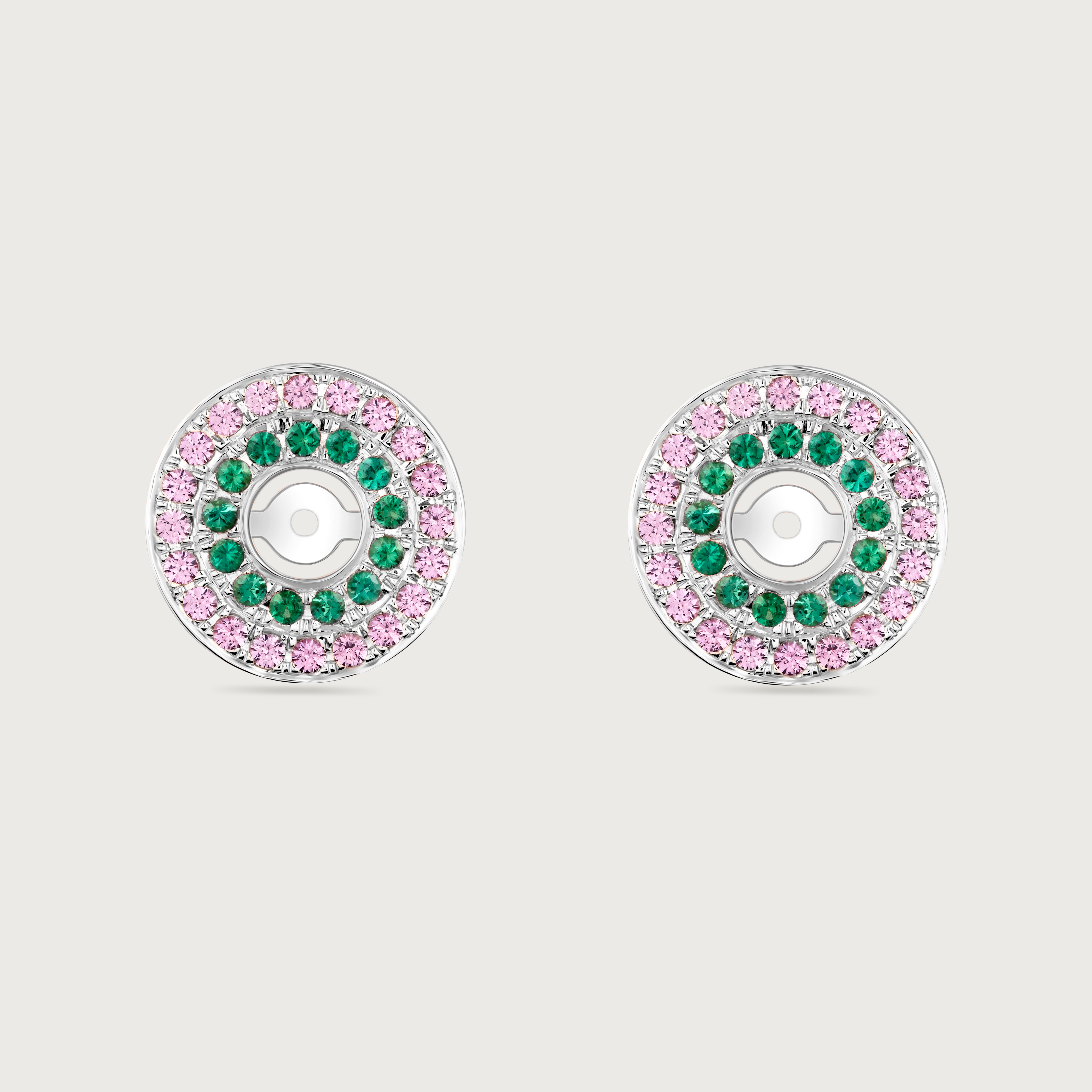 My Universe Earring Halos Emerald and Pink Sapphire
