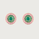 My Universe Earring Halos Emerald and Pink Sapphire