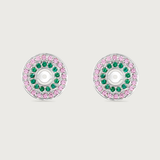 My Universe Earring Halos Emerald and Pink Sapphire