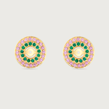My Universe Earring Halos Emerald and Pink Sapphire
