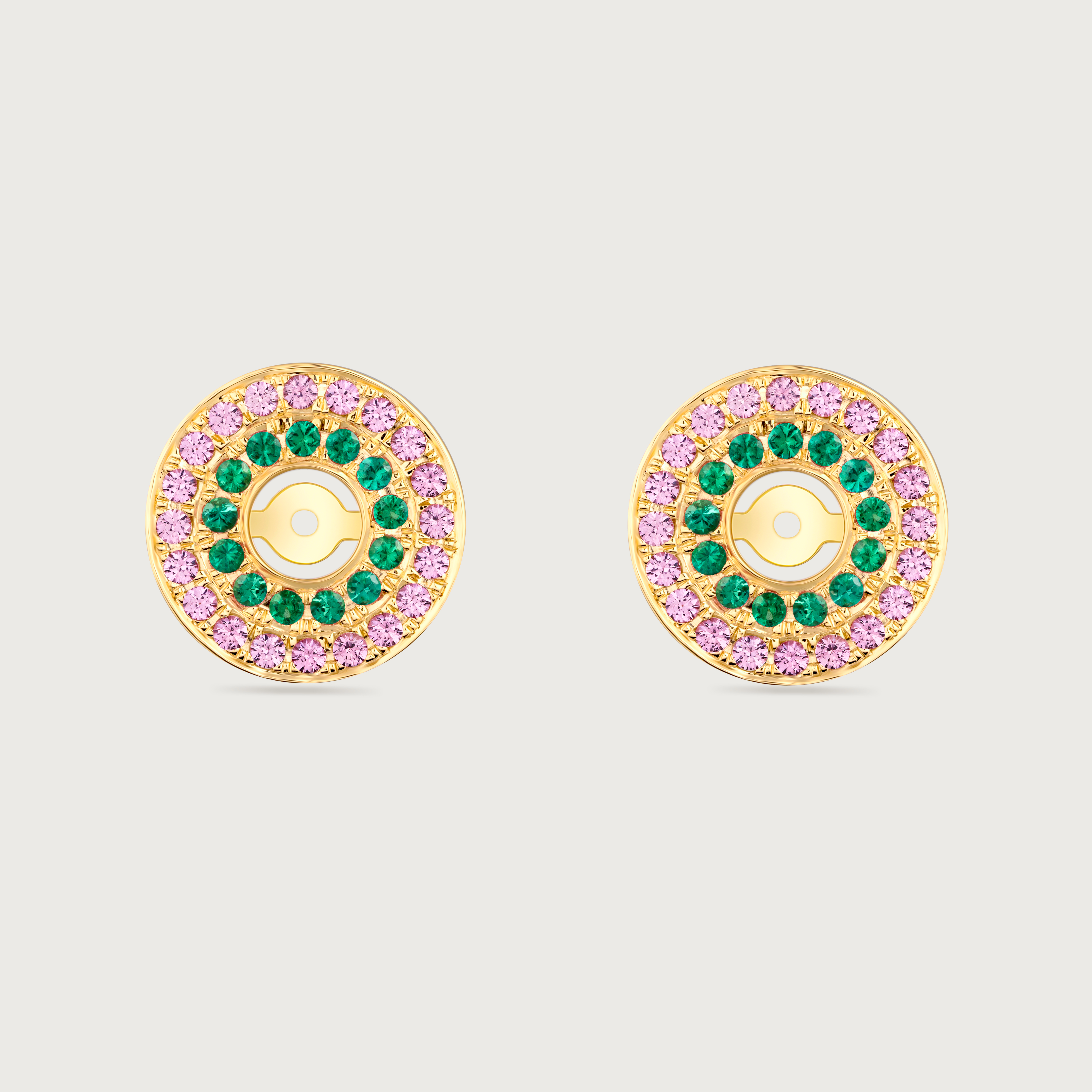 My Universe Earring Halos Emerald and Pink Sapphire
