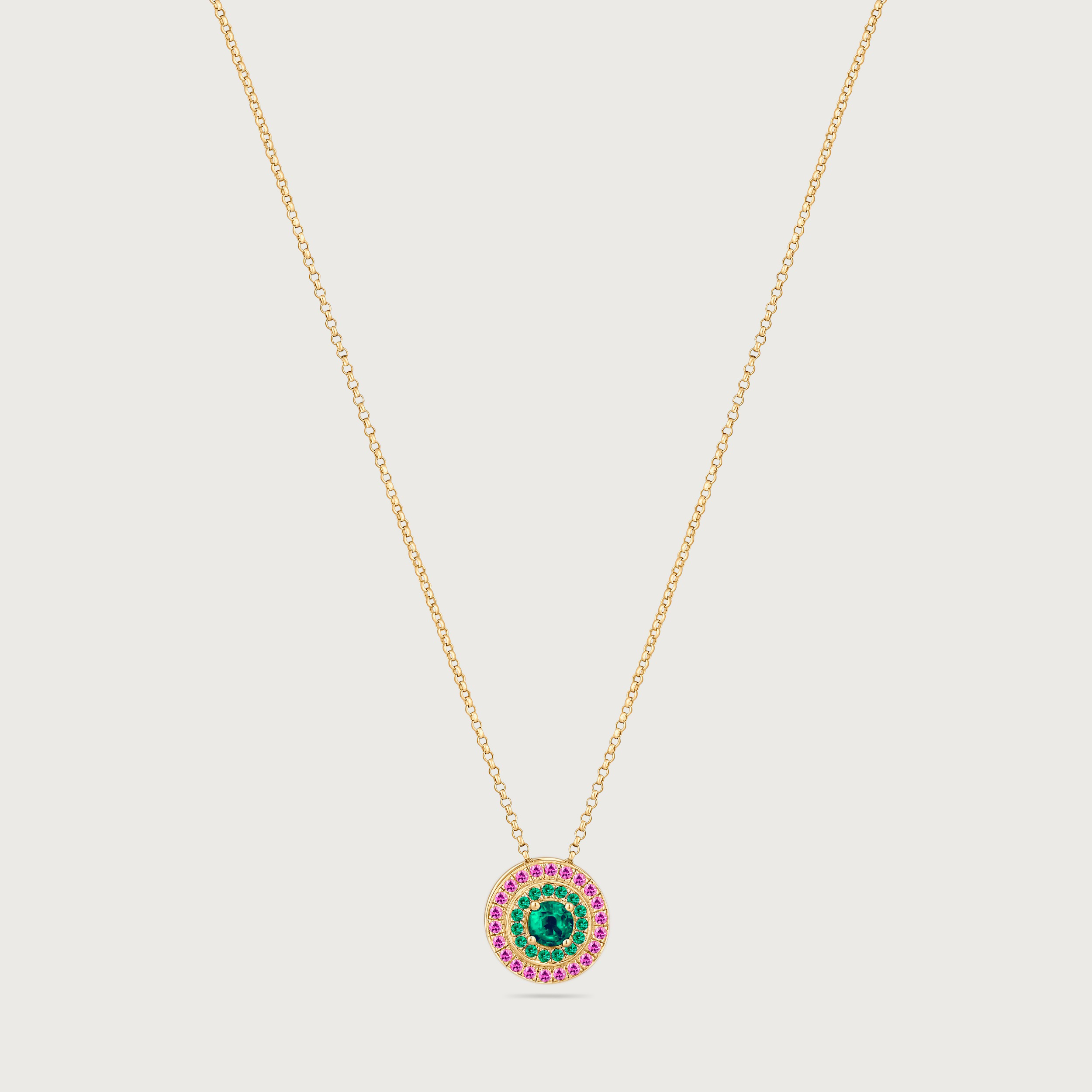 My Universe Necklace and Hand-Chain Emerald and Pink Sapphire