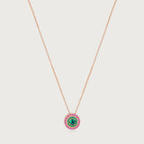My Universe Necklace and Hand-Chain Emerald and Pink Sapphire in 18K Rose Gold
