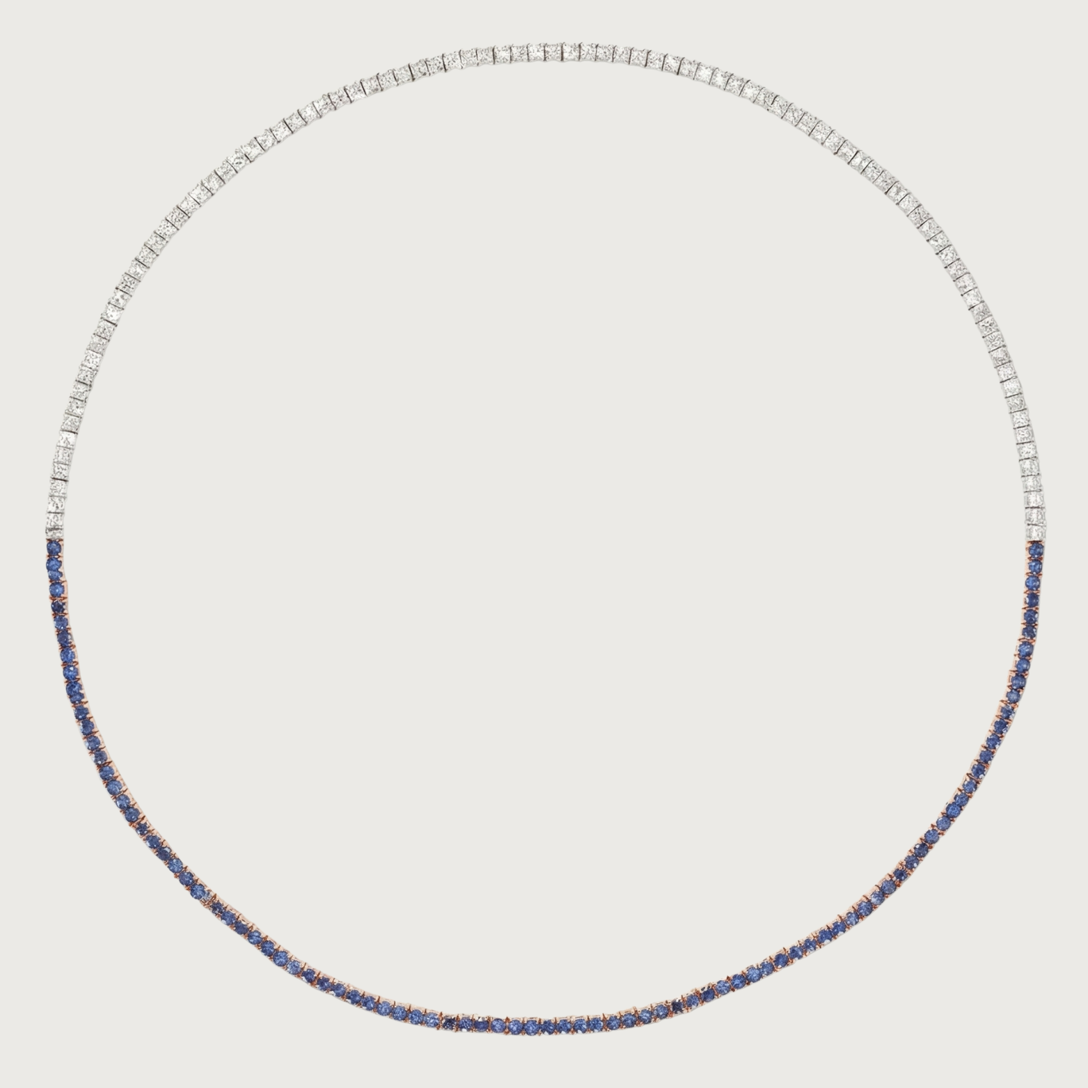 Blue Sapphire and Diamond Tennis Necklace