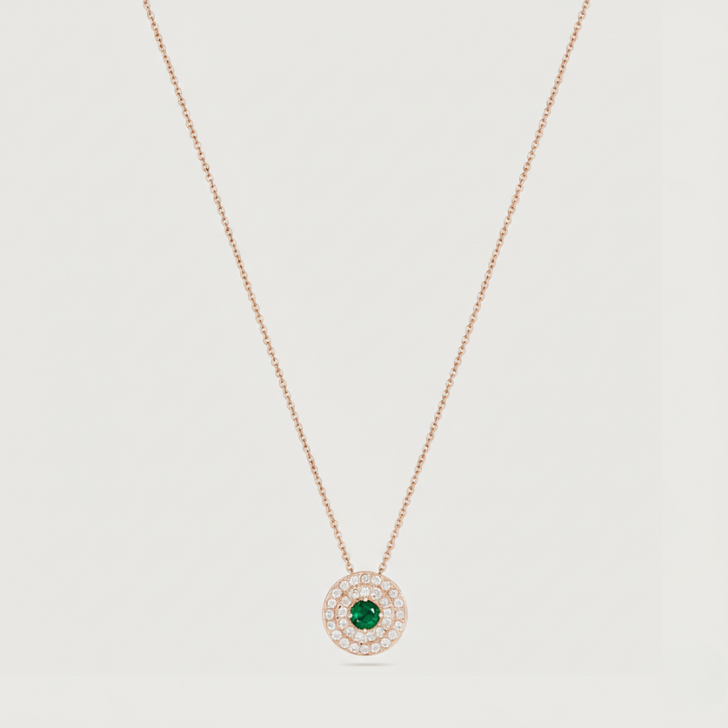 My Universe Necklace and Hand-Chain Emerald and Diamonds