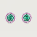 My Universe Clip Earrings Emerald and Pink Sapphire