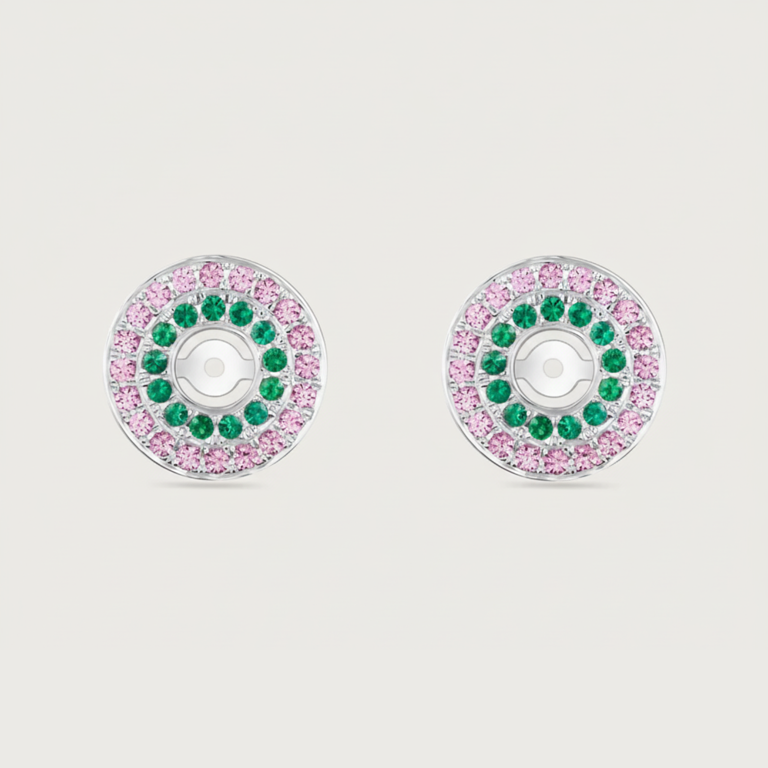 My Universe Earring Halos Emerald and Pink Sapphire