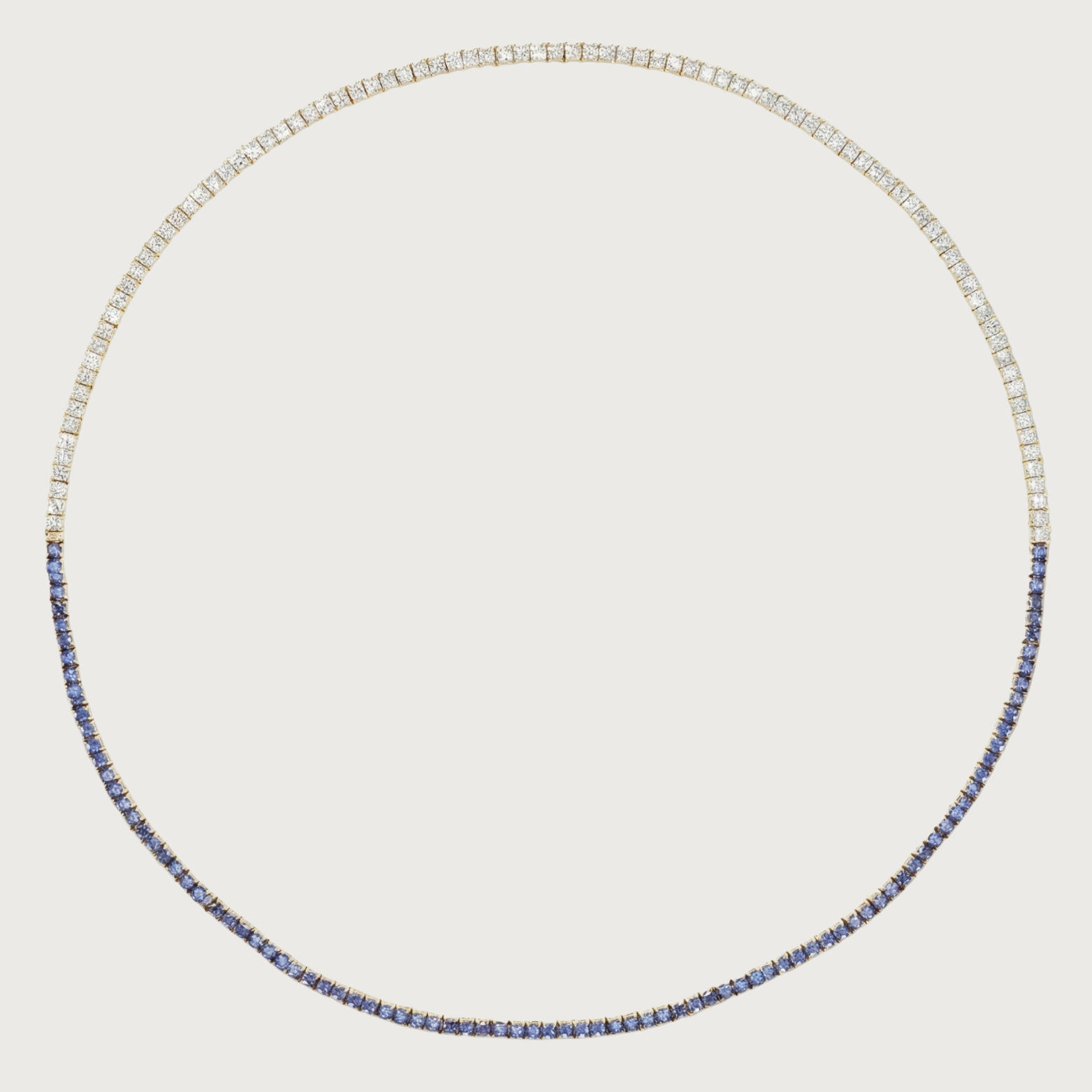Blue Sapphire and Diamond Tennis Necklace