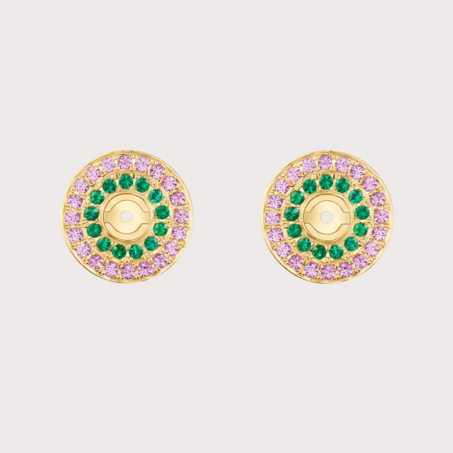 My Universe Earring Halos Emerald and Pink Sapphire