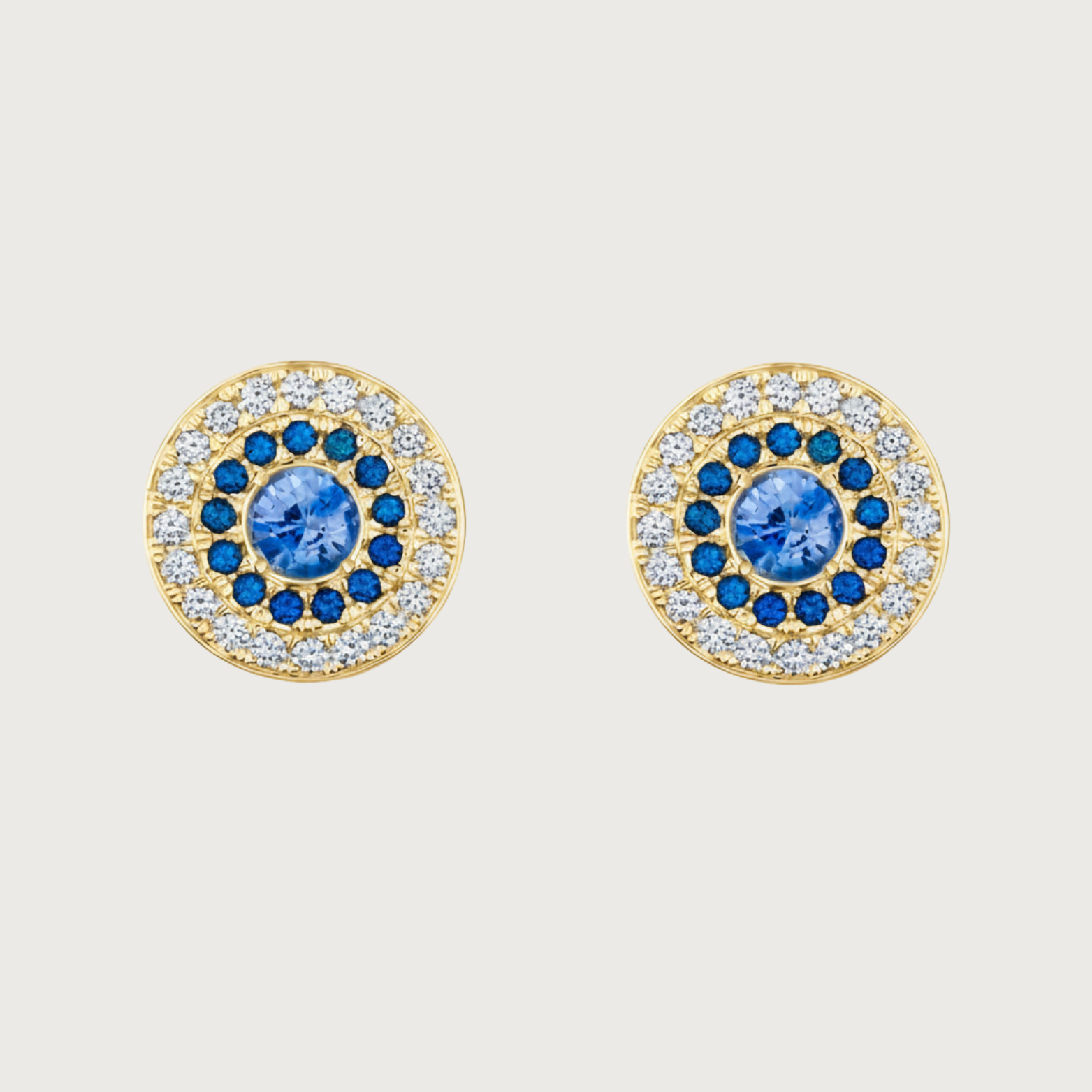 My Universe Earring Halos Blue Sapphire and Diamonds