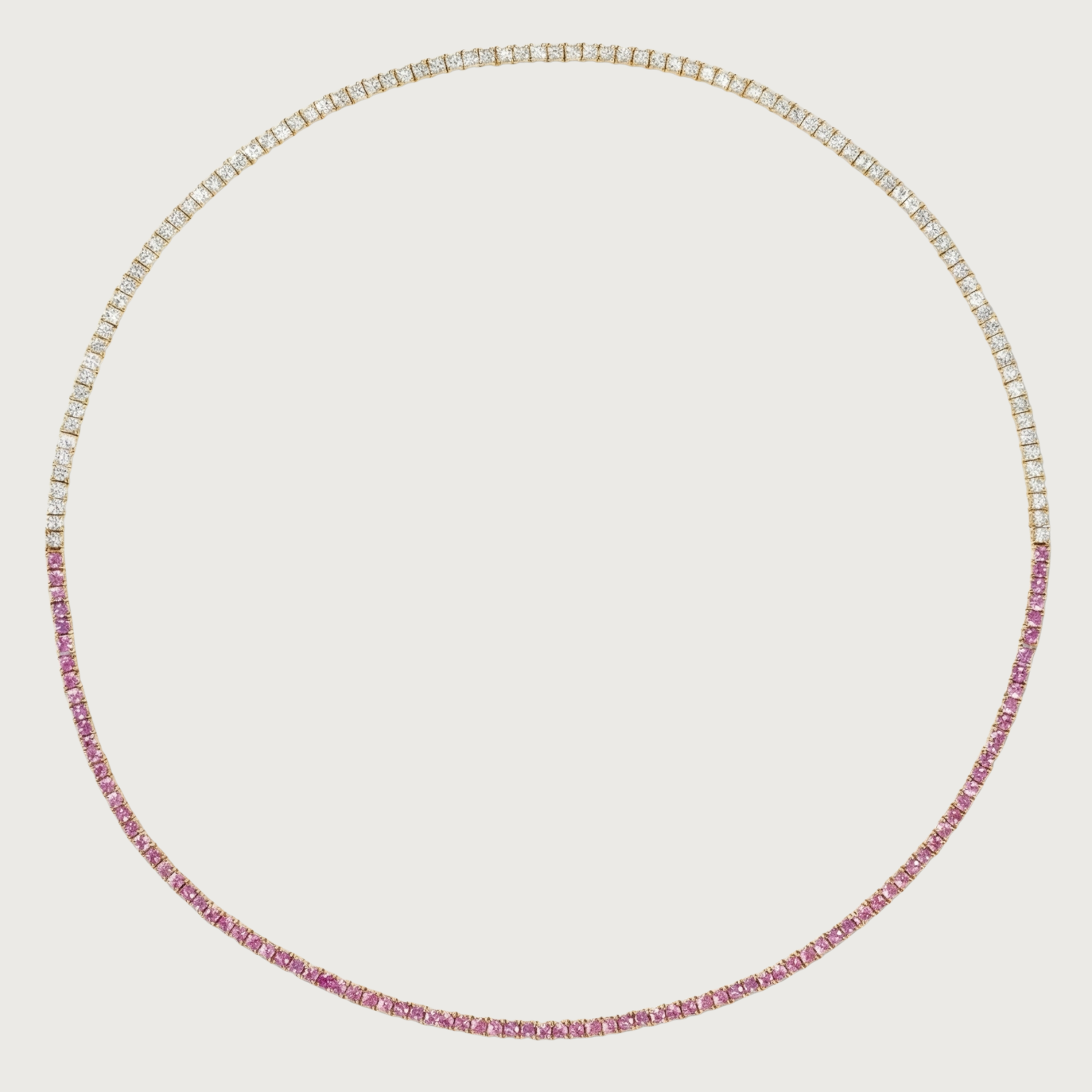 Pink Sapphire and Diamond Tennis Necklace