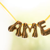 Bubble Letter Necklace with Scoubidou String