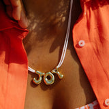 Bubble Letter Necklace with Scoubidou String