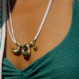 Bubble Letter Necklace with Scoubidou String