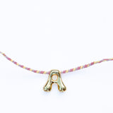 Bubble Initial Letter Necklace with Macrame String