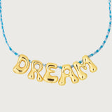 Bubble Letter Necklace with Macrame String