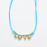 Bubble Letter Necklace with Scoubidou String