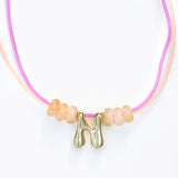 Bubble Initial Letter Necklace with Scoubidou String