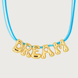 Bubble Letter Necklace with Scoubidou/Leather/Suede String