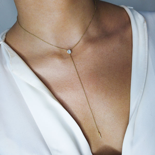 The Anima Round Pie-Cut Diamond Necklace in Yellow Gold
