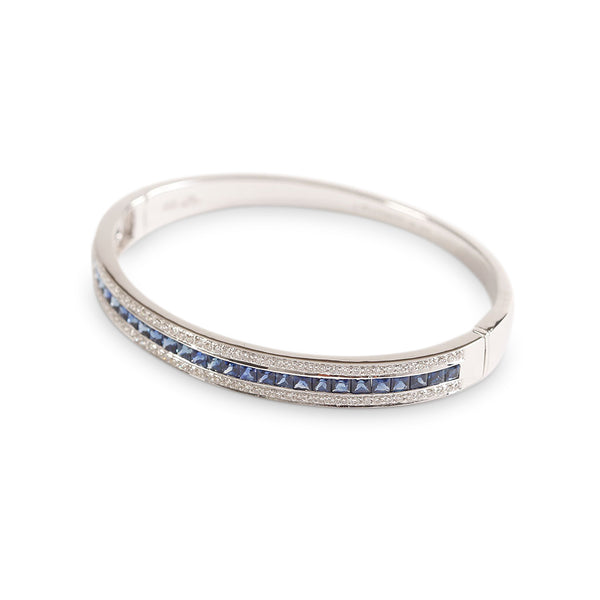 The Blue Sapphire Union Bracelet in White Gold
