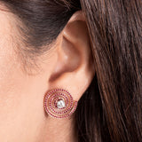 The Rat Tail Halo Rubies in 18K Rose Gold