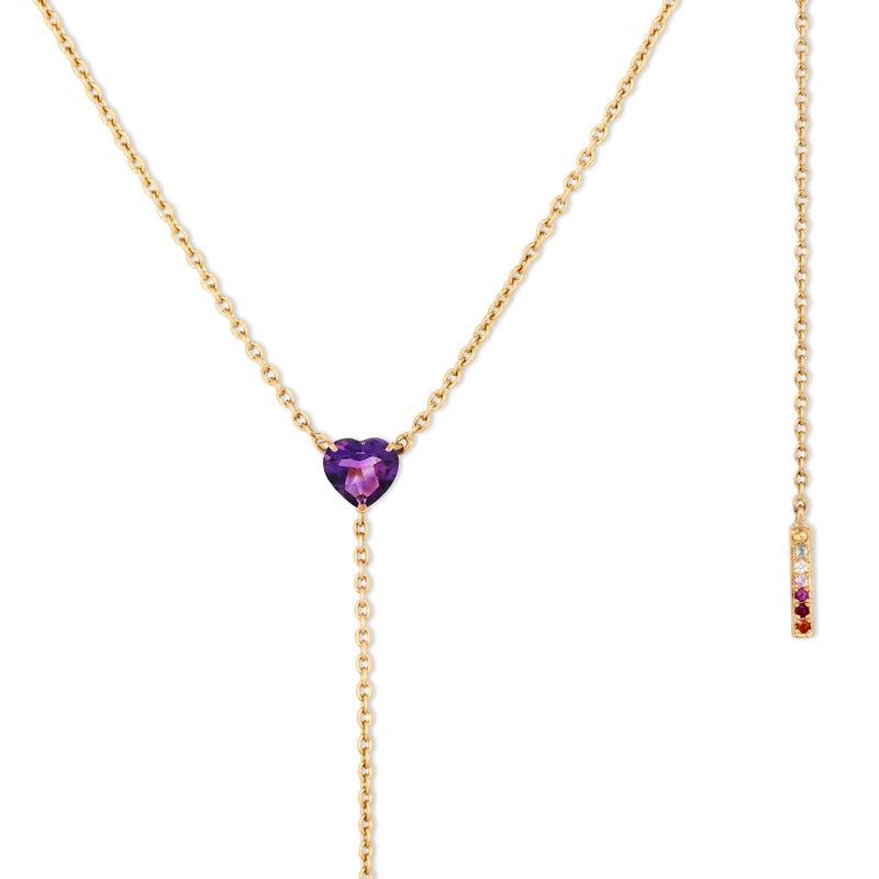 The Anima Amethyst Heart Necklace in Rose Gold