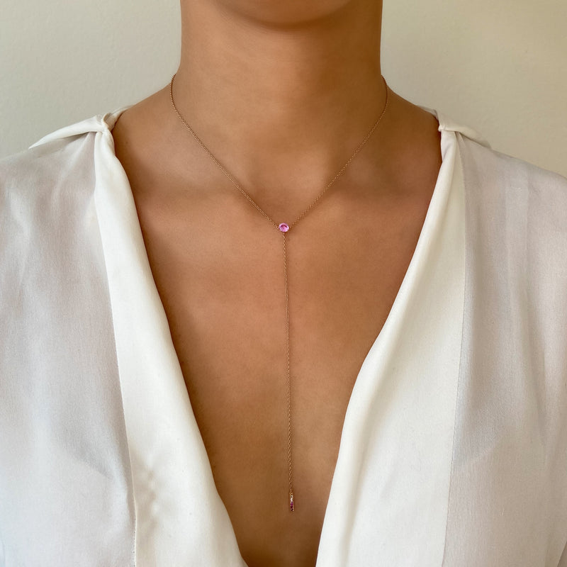 The Anima Pink Sapphire Necklace in Rose Gold