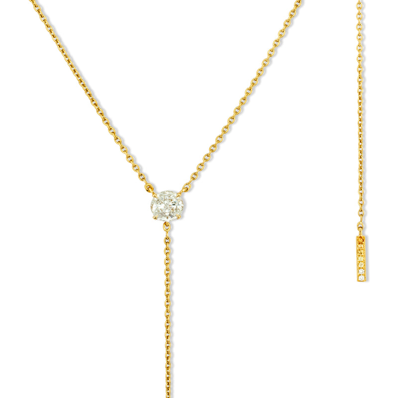The Anima Round Pie-Cut Diamond Necklace in Yellow Gold