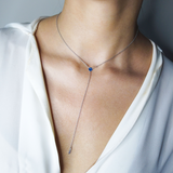 The Anima Blue Sapphire Necklace in 18K  White Gold