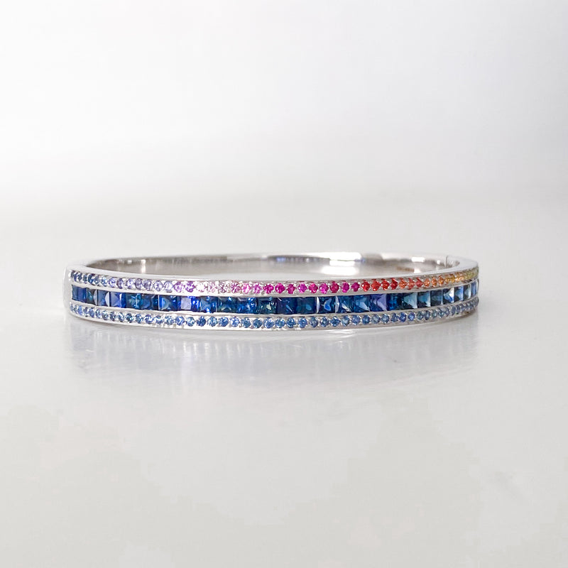 The Sapphire Radiant Union Bracelet in White Gold